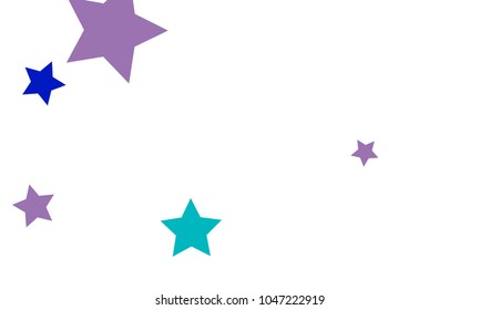 Many Stylish, Modern and Nice Looking Violet and Blue Stars of Different size on White Background