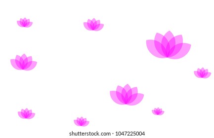 Many Stylish, Modern and Nice Looking Pink Lotuses on White Background