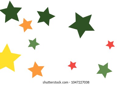 Many Stylish, Modern and Nice Looking Yellow and Green, Pink, Orange and Yellow Stars of Different size on White Background