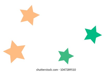 Many Stylish, Modern and Nice Looking Light Red and Green Stars of Different size on White Background