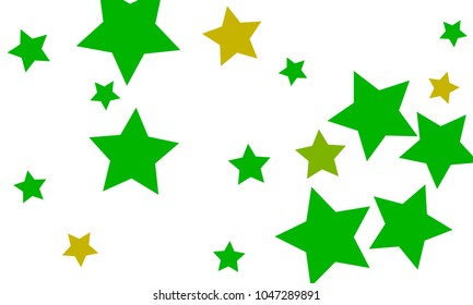 Many Stylish, Modern and Nice Looking Yellow and Green Stars of Different size on White Background