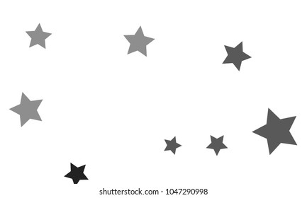 Many Stylish, Modern and Nice Looking Grey Stars of Different Size and Opacity on White Background