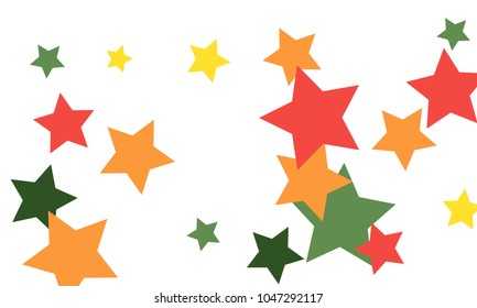 Many Stylish, Modern and Nice Looking Yellow and Green, Pink, Orange and Yellow Stars of Different size on White Background