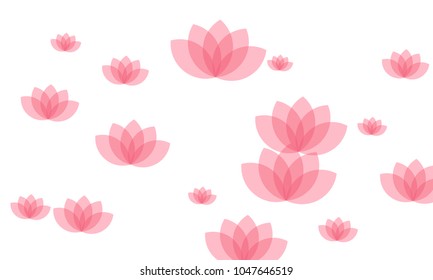 Many Stylish, Modern and Nice Looking Pink Lotuses on White Background