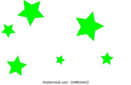 Many Stylish, Modern and Nice Looking Green Stars of Different size on White Background