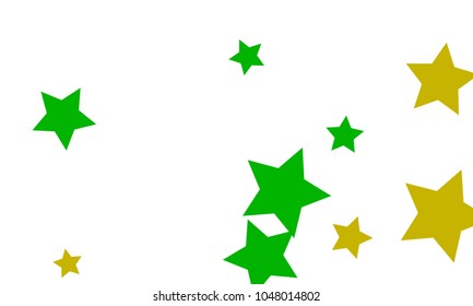 Many Stylish, Modern and Nice Looking Yellow and Green Stars of Different size on White Background