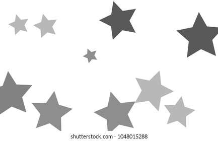 Many Stylish, Modern and Nice Looking Grey Stars of Different Size and Opacity on White Background