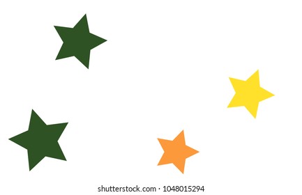 Many Stylish, Modern and Nice Looking Yellow and Green, Pink, Orange and Yellow Stars of Different size on White Background