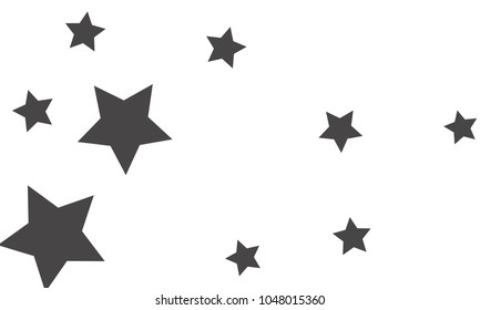 Many Stylish, Modern and Nice Looking Grey Stars of Different size on White Background