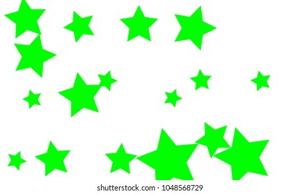 Many Stylish, Modern and Nice Looking Green Stars of Different size on White Background
