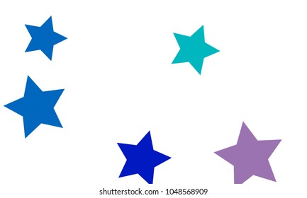 Many Stylish, Modern and Nice Looking Violet and Blue Stars of Different size on White Background