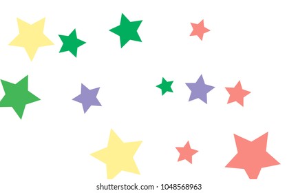 Many Stylish, Modern and Nice Looking Green, Violet, Pink and Orang Stars of Different size on White Background