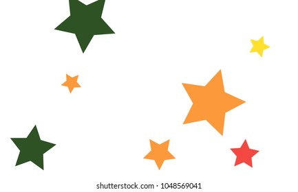 Many Stylish, Modern and Nice Looking Yellow and Green, Pink, Orange and Yellow Stars of Different size on White Background