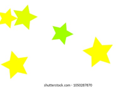Many Stylish, Modern and Nice Looking Yellow and Green Stars of Different size on White Background