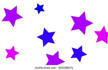 Many Stylish, Modern and Nice Looking Blue and Violet Stars of Different size on White Background