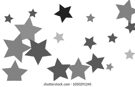 Many Stylish, Modern and Nice Looking Grey Stars of Different Size and Opacity on White Background