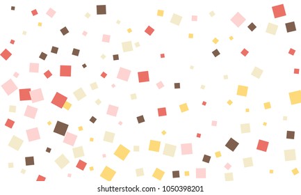 Many Stylish, Modern and Nice Looking Brown, Pink, Red and Yellow Confetti of Different Size on White Background