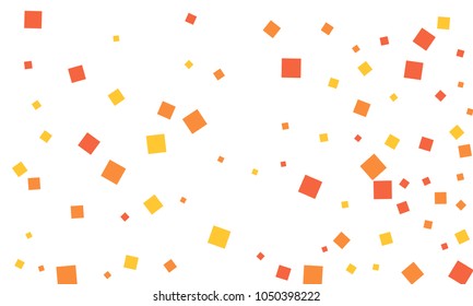 Many Stylish, Modern and Nice Looking Red, Orange and Yellow Confetti of Different Size on White Background