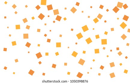 Many Stylish, Modern and Nice Looking Orange and Yellow Confetti of Different Size on White Background