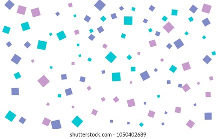Many Stylish, Modern and Nice Looking Blue and Violet Confetti of Different Size on White Background