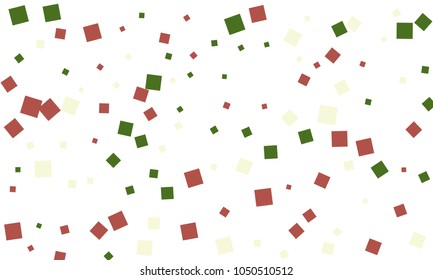 Many Stylish, Modern and Nice Looking Green and Red Confetti of Different Size on White Background