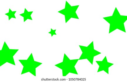 Many Stylish, Modern and Nice Looking Green Stars of Different size on White Background
