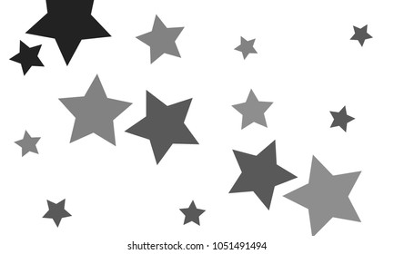 Many Stylish, Modern and Nice Looking Grey Stars of Different Size and Opacity on White Background