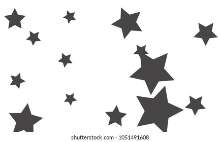 Many Stylish, Modern and Nice Looking Grey Stars of Different size on White Background