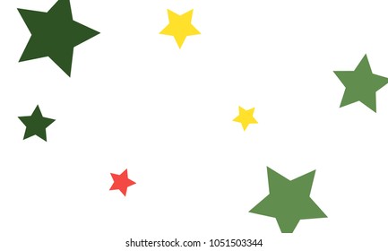 Many Stylish, Modern and Nice Looking Yellow and Green, Pink, Orange and Yellow Stars of Different size on White Background