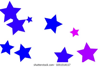 Many Stylish, Modern and Nice Looking Blue and Violet Stars of Different size on White Background