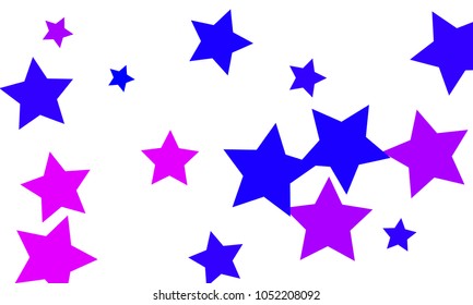 Many Stylish, Modern and Nice Looking Blue and Violet Stars of Different size on White Background