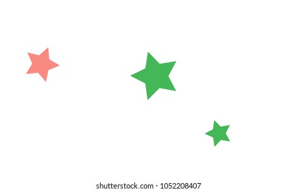 Many Stylish, Modern and Nice Looking Green, Violet, Pink and Orang Stars of Different size on White Background
