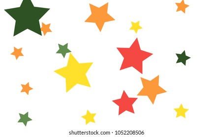 Many Stylish, Modern and Nice Looking Yellow and Green, Pink, Orange and Yellow Stars of Different size on White Background