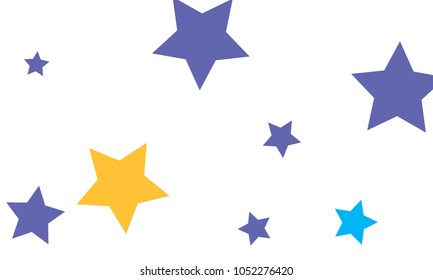Many Stylish, Modern and Nice Looking Yellow and Blue Stars of Different size on White Background