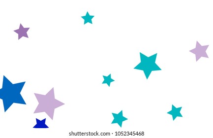 Many Stylish, Modern and Nice Looking Violet and Blue Stars of Different size on White Background