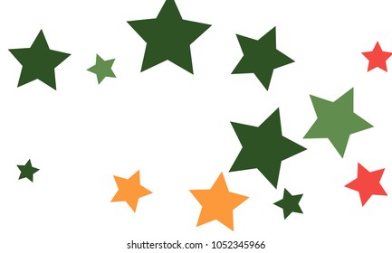 Many Stylish, Modern and Nice Looking Yellow and Green, Pink, Orange and Yellow Stars of Different size on White Background