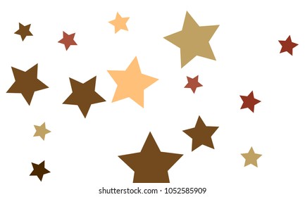 Many Stylish, Modern and Nice Looking Orange, Green and Dark Red Stars of Different size on White Background