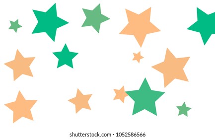 Many Stylish, Modern and Nice Looking Light Red and Green Stars of Different size on White Background
