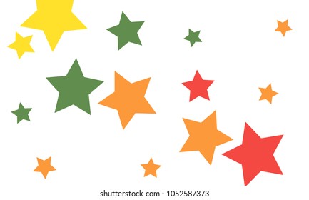 Many Stylish, Modern and Nice Looking Yellow and Green, Pink, Orange and Yellow Stars of Different size on White Background