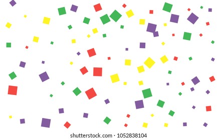 Many Stylish, Modern and Nice Looking Green, Red and Yellow Confetti of Different Size on White Background