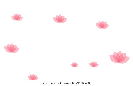 Many Stylish, Modern and Nice Looking Pink Lotuses on White Background