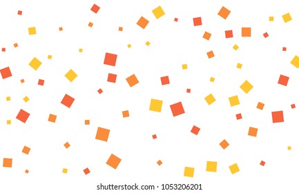 Many Stylish, Modern and Nice Looking Red, Orange and Yellow Confetti of Different Size on White Background
