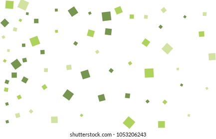 Many Stylish, Modern and Nice Looking Green Confetti of Different Size on White Background