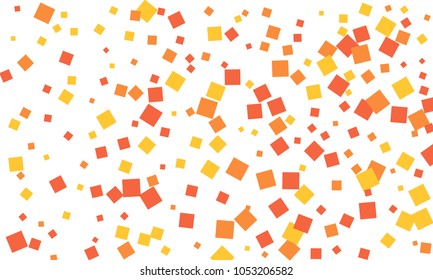 Many Stylish, Modern and Nice Looking Red, Orange and Yellow Confetti of Different Size on White Background