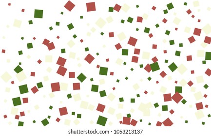 Many Stylish, Modern and Nice Looking Green and Red Confetti of Different Size on White Background