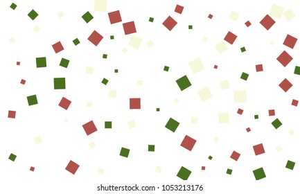 Many Stylish, Modern and Nice Looking Green and Red Confetti of Different Size on White Background