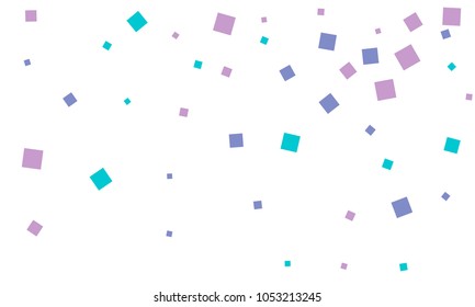 Many Stylish, Modern and Nice Looking Blue and Violet Confetti of Different Size on White Background