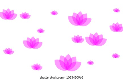 Many Stylish, Modern and Nice Looking Pink Lotuses on White Background