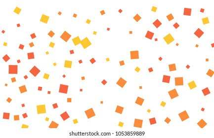 Many Stylish, Modern and Nice Looking Red, Orange and Yellow Confetti of Different Size on White Background