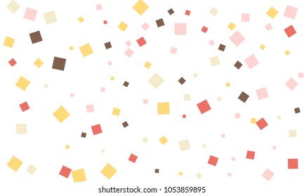 Many Stylish, Modern and Nice Looking Brown, Pink, Red and Yellow Confetti of Different Size on White Background